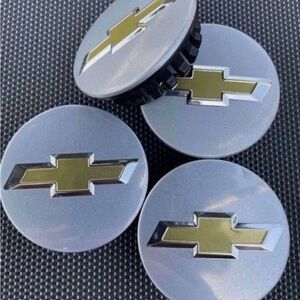 59mm Chevrolet Wheel Center Caps with Gold Logo